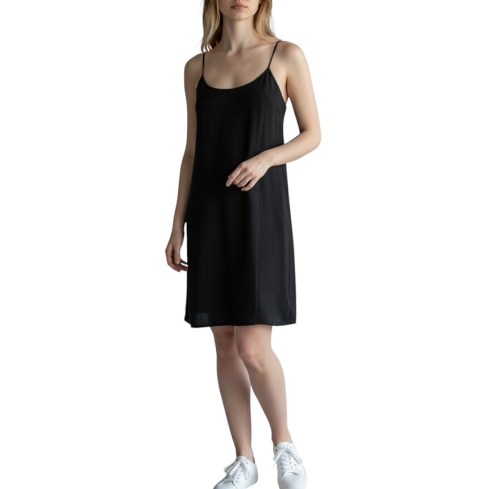 Aerie Black midi slip dress. Medium